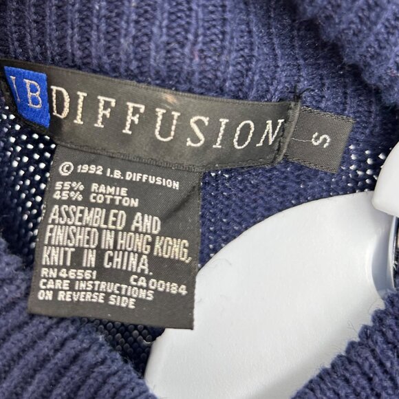 VINTAGE 1992 I.B. DIFFUSION COLORFUL KNIT BEAD SEQUINS MOCK NECK SWEATER - S - Picture 3 of 4